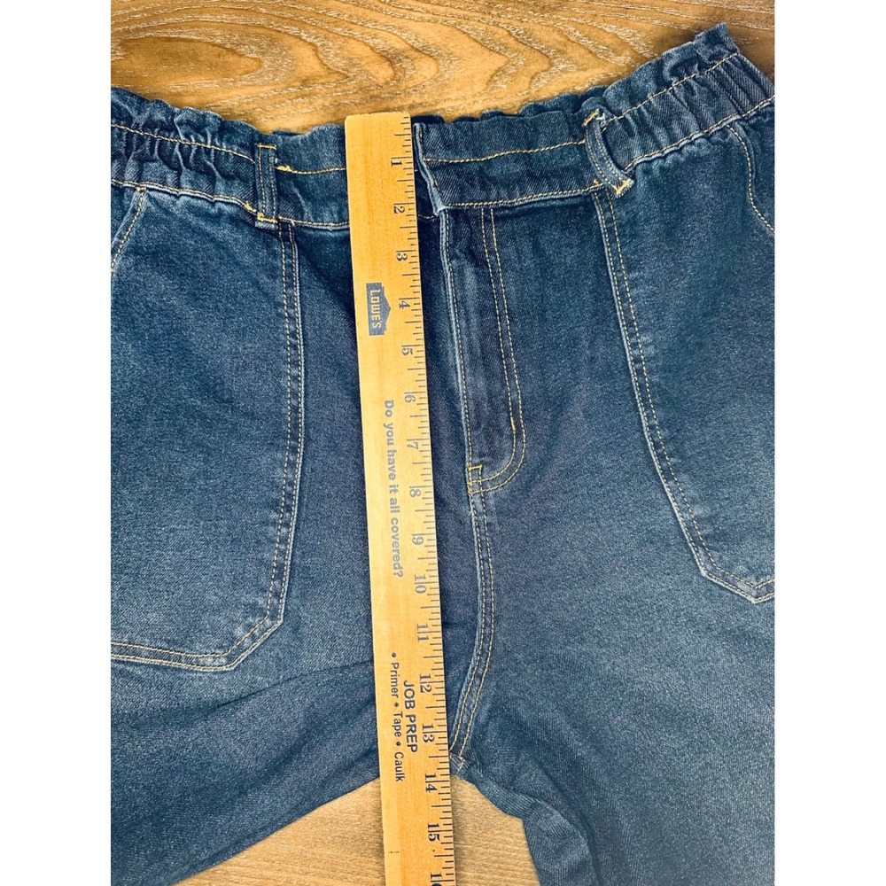 Time and Tru Women's Blue Denim Elastic Waist Wide Leg‎ Crop Jeans Size 14 - Picture 5 of 9